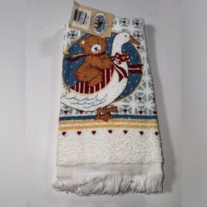 Vintage 1990s country Classics kitchen towel. Franco. Bear with duck